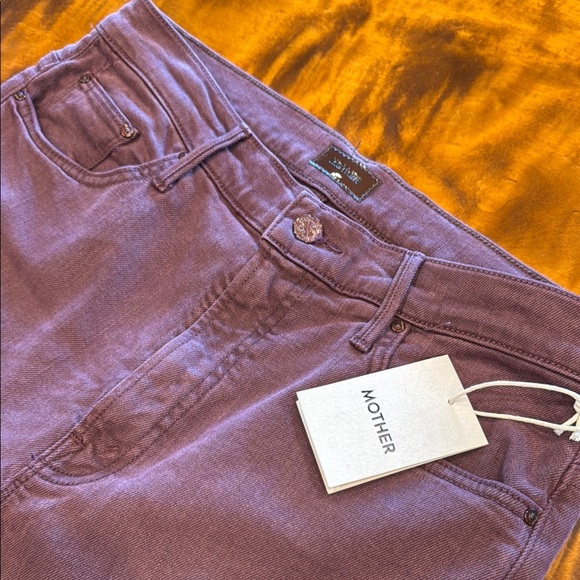 MOTHER Denim - NWT Mother Women's Wine/Mauve Insider Crop Step Fray style Jeans Size 31